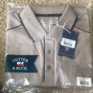 CUTTER & BUCK Organic Cotton Taupe Men’s Polo. Lg.
